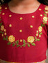 Girls Yellow Cambric Cotton Floral Print Cropped Length Lehenga Choli