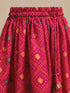 Girls's Pink Cotton-Blend Bandhni Cropped Length Lehenga With Choli And Dupatta Set