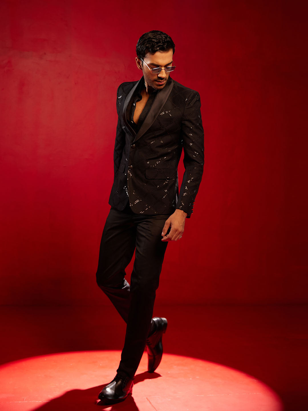 Men's Black Embellished Blazer