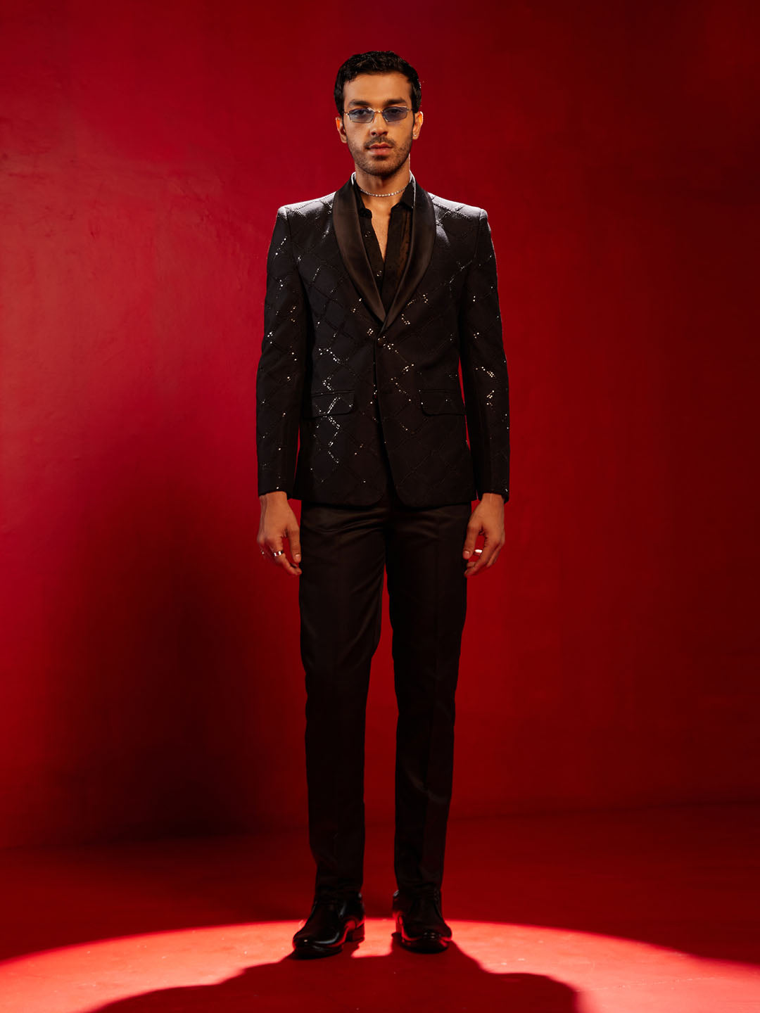 Men's Black Embellished Blazer