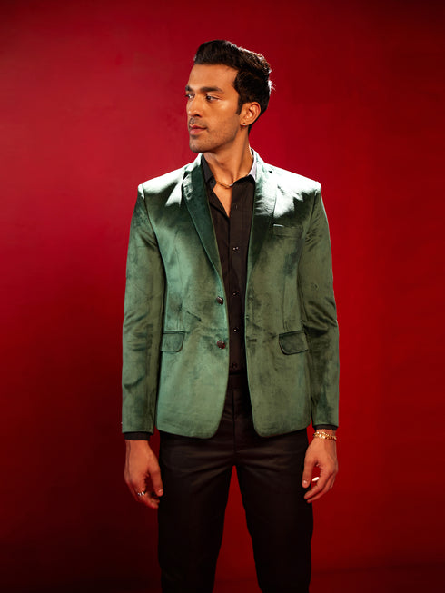 Men's Green Velvet Fancy Blazer