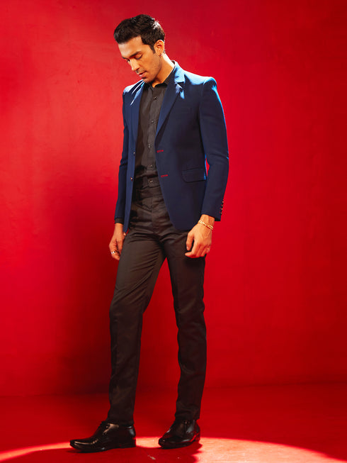 Men's Navy Blue Silk Blend Blazer