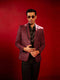 Men's Maroon Silk Blend Blazer