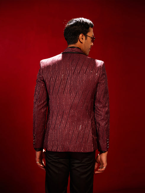 Men's Maroon Silk Blend Blazer