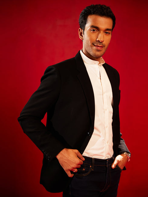 Men's Black Silk Blend Blazer