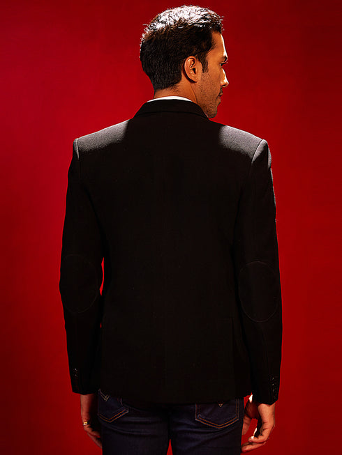 Men's Black Silk Blend Blazer