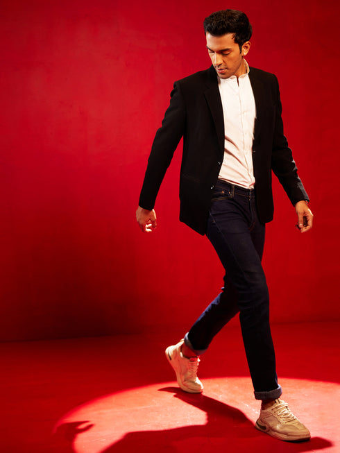 Men's Black Silk Blend Blazer