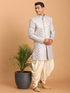Men's Aqua Blue Mirror Indo Western Sherwani With Dhoti Set