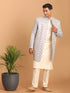 Men's Aqua Blue Mirror Indo Western Sherwani With Kurta Pyjama Set