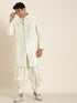 Men's Cream Indo Western Sherwani With Dhoti Set