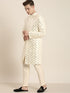 Men's Cream Mirror Indo Western Sherwani With Pant Set