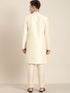 Men's Cream Mirror Indo Western Sherwani With Pant Set