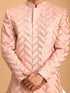 Men's Pink Mirror Indo Western Sherwani With Dhoti Set