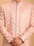 Men's Pink Mirror Indo Western Sherwani With Kurta Pyjama Set