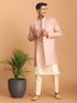Men's Pink Mirror Indo Western Sherwani With Kurta Pyjama Set