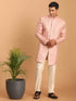 Men's Pink Mirror Indo Western Sherwani With Pant Set