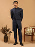 Men's Navy Blue Jacquard Sherwani Set