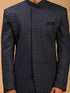 Men's Navy Blue Jacquard Sherwani Set
