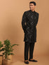 Men's Black Mirror Indo Western Sherwani With Pant Set
