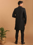 Men's Black Mirror Indo Western Sherwani With Pant Set