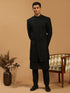 Men's Black Glitter Indo Sherwani With Kurta Pant Set