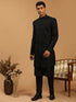 Men's Black Glitter Indo Sherwani With Kurta Pant Set