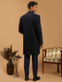 Men's Navy Blue Glitter Indo Western Sherwani Set