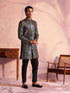 Men's Black Georgette Embellished Indo Set