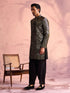 Men's Black Georgette Embellished Indo Set