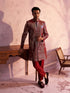 Men's Maroon Georgette Embellished Indo Set
