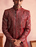Men's Maroon Georgette Embellished Indo Set