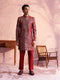 Men's Maroon Georgette Embellished Indo Set