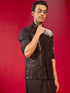 Men's Black Sequince Nehru Jacket