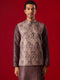 Men's Wine Jacquard Silk Blend Ethnic Jacket