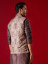 Men's Wine Jacquard Silk Blend Ethnic Jacket