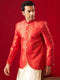 Men's Red Banarasi Woven Jodhpuri