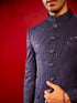 Men's Navy Blue Sequined Jodhpuri