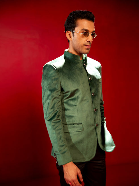 Men's Green Velvet Jodhpuri