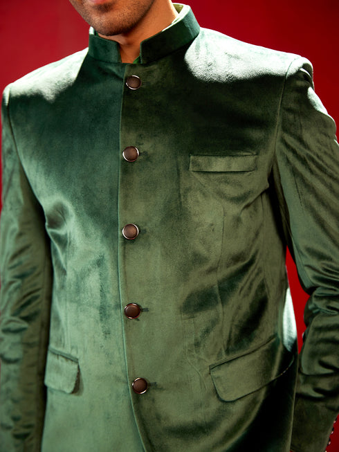 Men's Green Velvet Jodhpuri