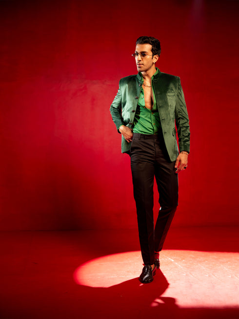Men's Green Velvet Jodhpuri