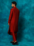 Men's Maroon Pleated Kurta