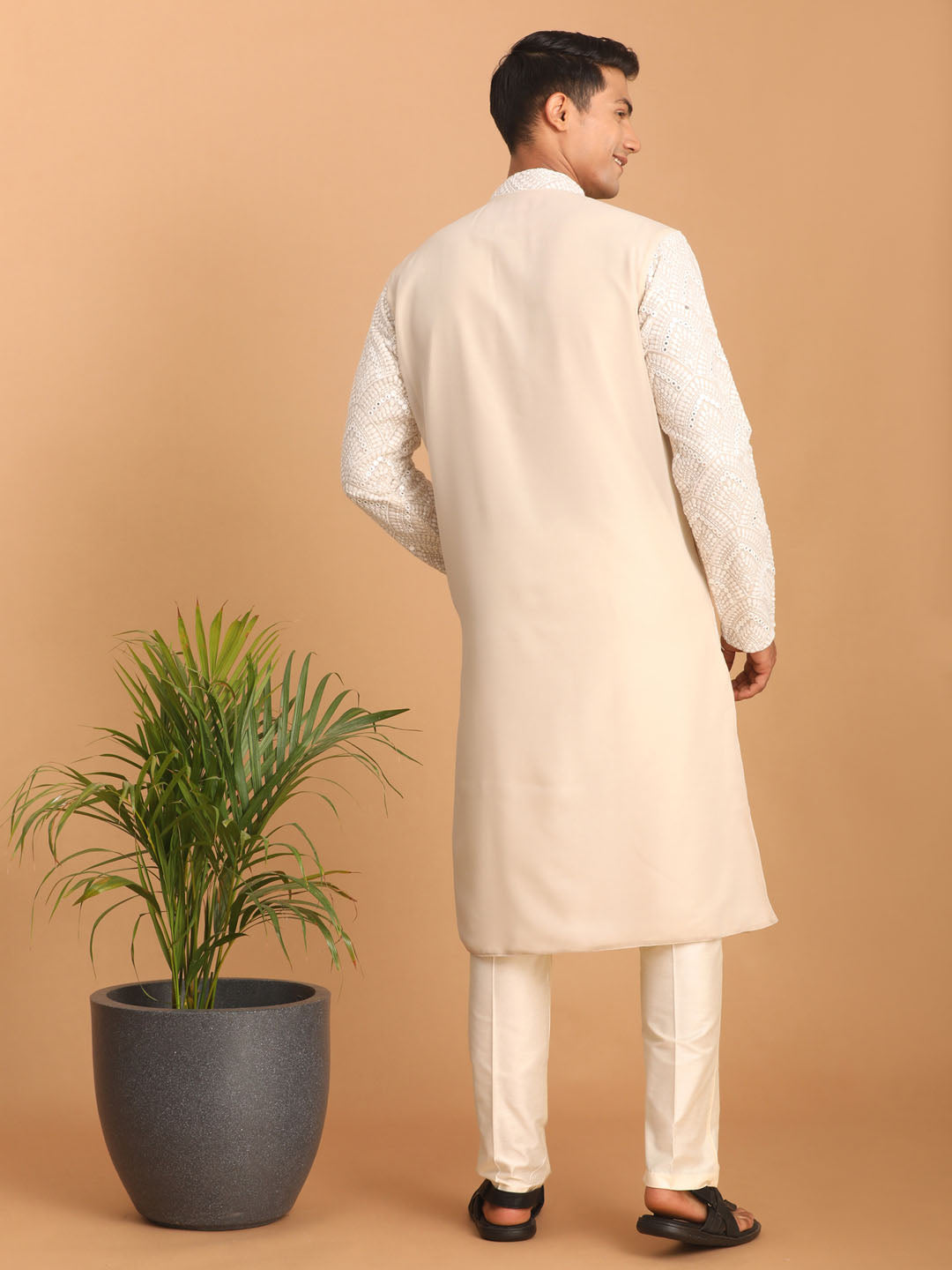 Men's Grey Ethnic Mirror Kurta With Pant Set