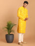 Men's Yellow Embroidered Kurta Pant Set