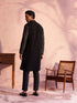 Men's Black Georgette Zari With Sequins Worked Kurta Pant Set