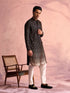 Men's Black Georgette Zari With Sequins Worked Kurta Pant Set