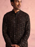 Men's Black Georgette Zari With Sequins Worked Kurta Pant Set