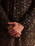 Men's Black Georgette Zari With Sequins Worked Kurta Pant Set