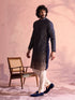 Men's Navy Blue Georgette Zari With Sequins Worked Kurta Pant Set