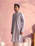 Men's Sky Blue Georgette Floral Motif Embroidered Kurta