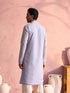 Men's Sky Blue Georgette Floral Motif Embroidered Kurta